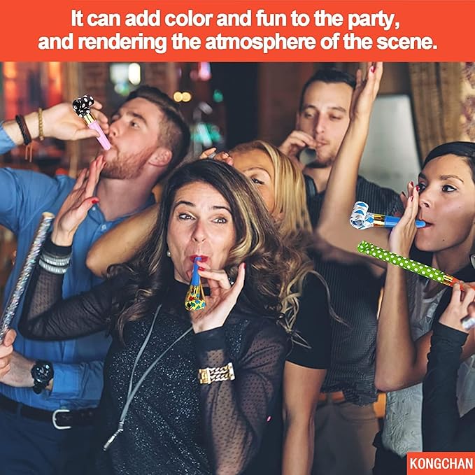 25pcs Party Blowers, Colourful Noisemakers Party Blowouts Squawkers Fringed - Image 7