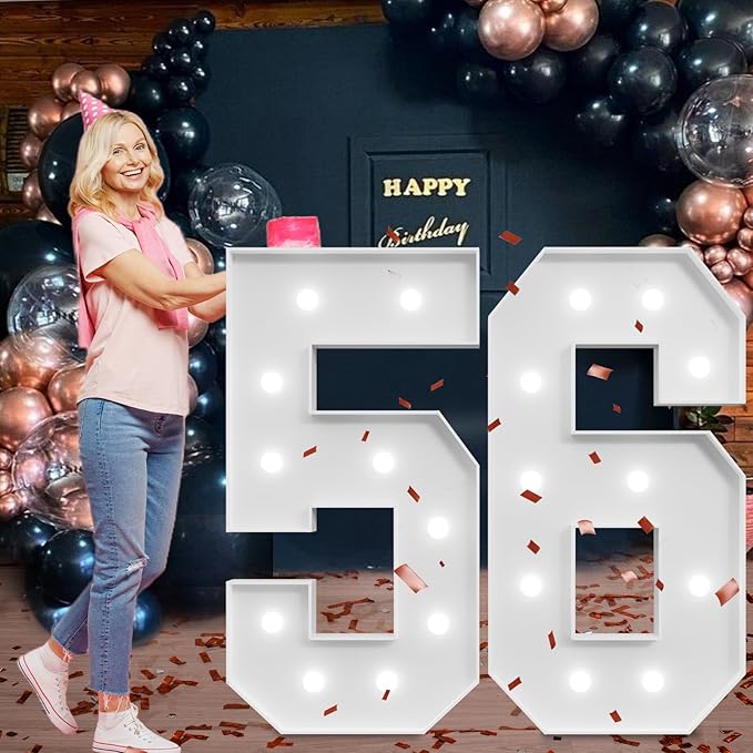 Marquee Numbers Large 56th-Birthday Decorations: 4ft Light Up Number Party - Image 7