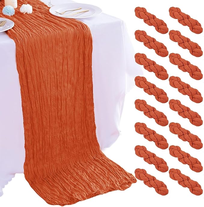 16PCS Orange Cheesecloth Table Runner - 10FT x 35x120Inch Boho Gauze Cheese by AIRIT+LOVELY
