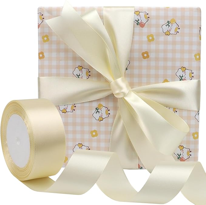 Rice White Solid Satin Ribbon 1-1/2 Inch 25 Yards Solid Polyester Fabric Ribbon - Image 5