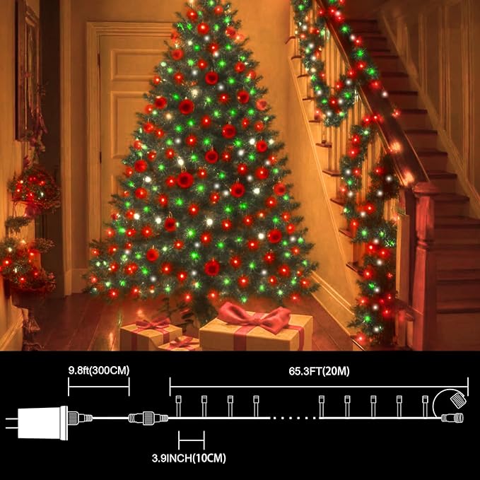 LAMPHOME 66ft Christmas Decorative Mini Lights, 200 LED Transparent Wire Fairy - Image 4
