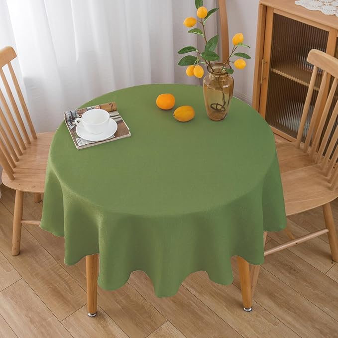 NLMUVW Round Table Cloth 48 Inch, Olive Green Small Tablecloth Linen Farmhouse - Image 2