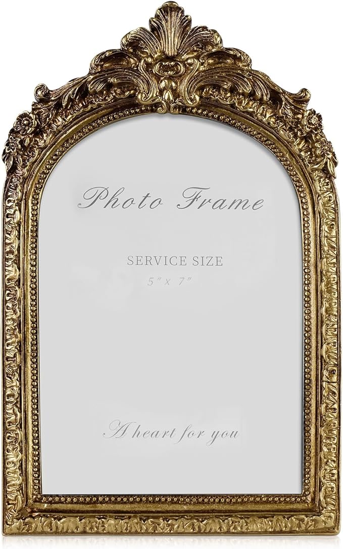 Cuspin 5x7 Gold Picture Frame, Vintage Gold Ornate Resin Photo Frame by Cuspin