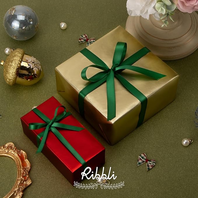 Ribbli Forest Green Satin Ribbon Double Faced Satin 1/4 Inch x Continuous 100 - Image 3