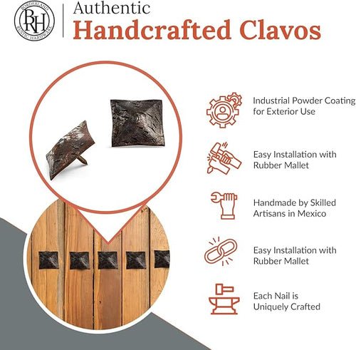 100 Pack 1.5" Square Head Iron Clavos Decorative Nails – Unfinished – Handmade - Image 2