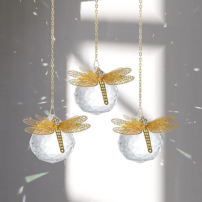 Crystal Suncatchers Gold Dragonfly 40mm Crystal Prisms Ball Rainbow Maker - Image 3