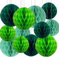 Green Paper Honeycomb Balls, 12 Pack Hanging Tissue Pom Poms by SIPRKAICT