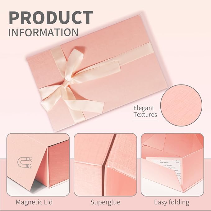 Rinrda Large Pink Gift Box, 13.75"x9"x4.5", Gift Boxes - Image 3