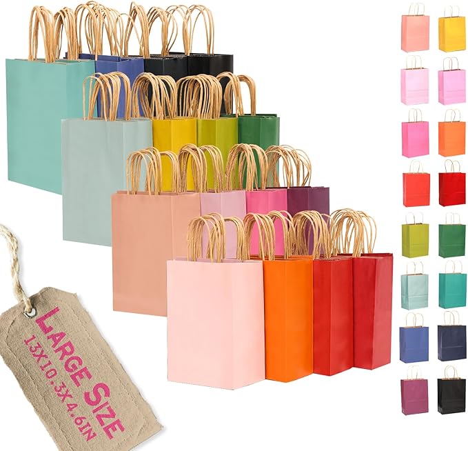 qiqee 100Pcs Large Size Paper Gift Bags by Qiqee