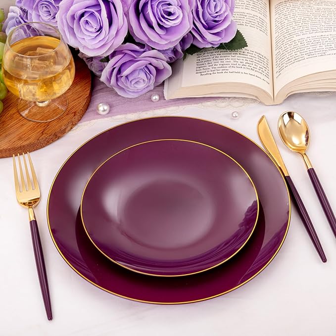 Liacere 150PCS Purple Plastic Plates - Image 8
