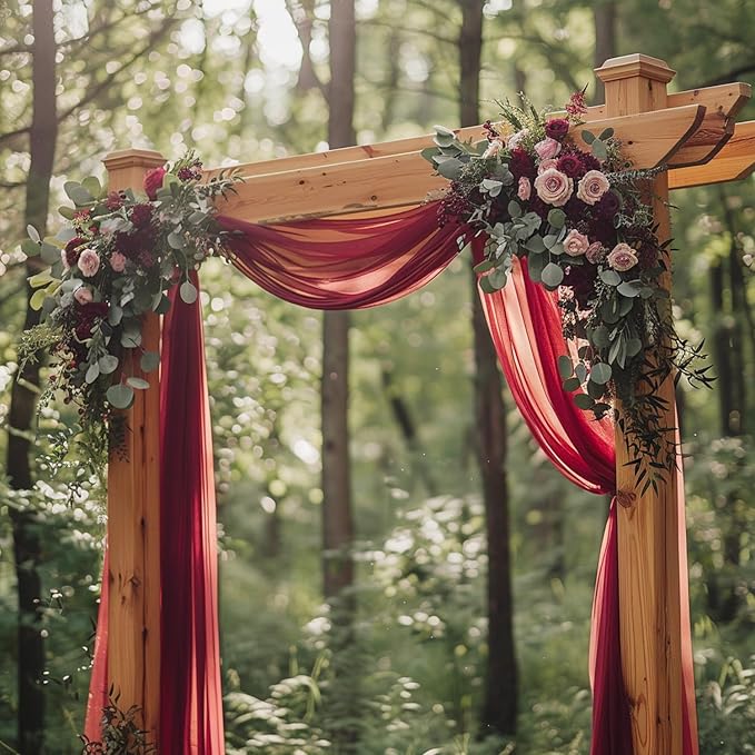 Wokceer Burgundy Wedding Arch Draping Fabric Backdrop 3 Panels 28.7" X 20FT - Image 7