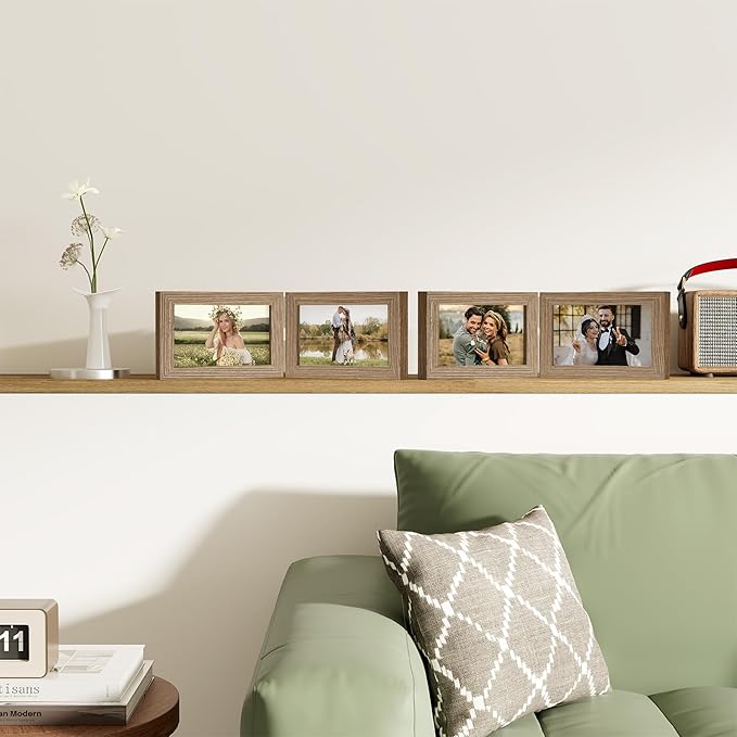 decorUhome Double 6x4 Picture Frame Horizontal, Engineered Wood Bifold Photo - Image 2