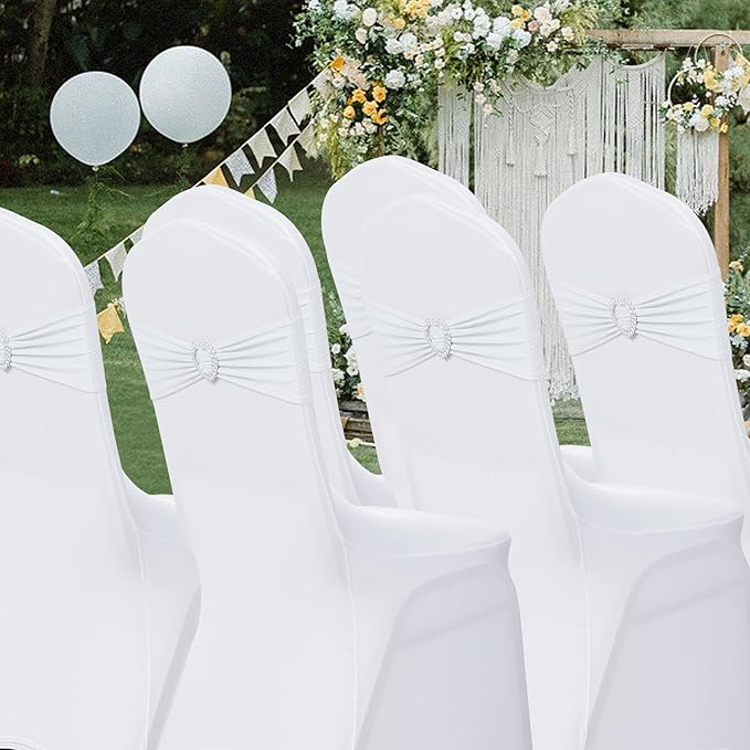 Howhic Pack of 60 Spandex Chair Sashes Bows Stretch Chair Cover Band - Image 7