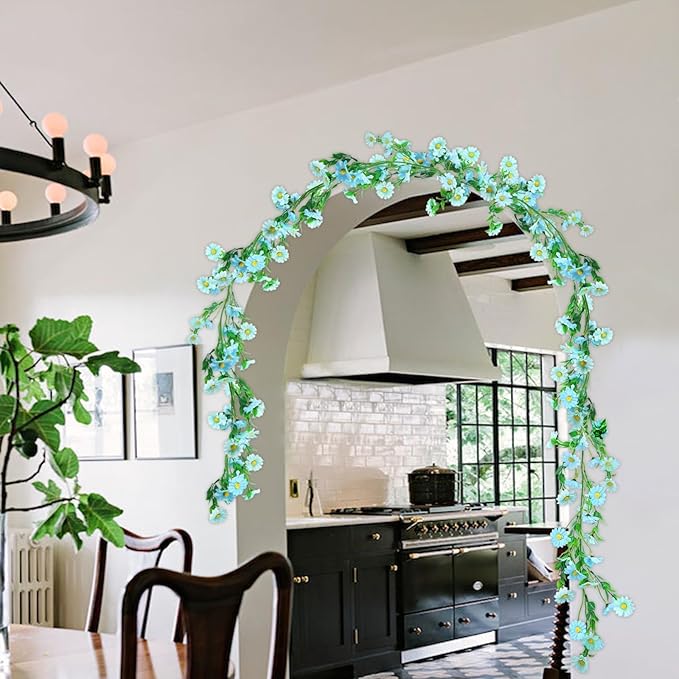 6.5Ft Artificial Blue Flower Garland Fake Daisy Floral Garland Hanging Flowers - Image 6
