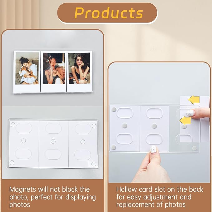4Pack Magnetic Refrigerator Acrylic Picture Frames fit 3PCS Photos of Mini 2x3 - Image 6
