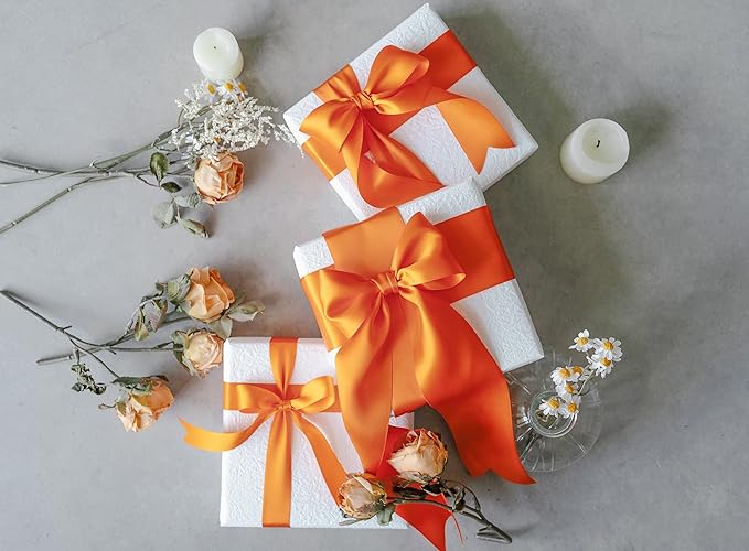 Orange Satin Ribbon 2.5 Inch Double-Faced 25 Yards - Image 6