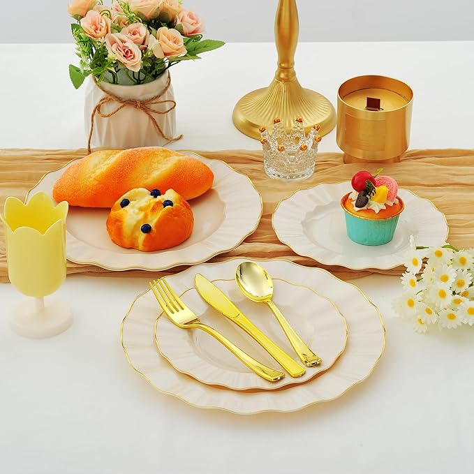 60Pcs Heavy Weight Ivory Plastic Plates - Image 7