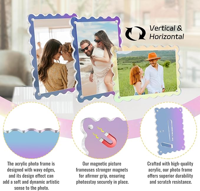 Acrylic Picture Frames 3 Pack 4x6 inch Scalloped Iridescent - Image 4