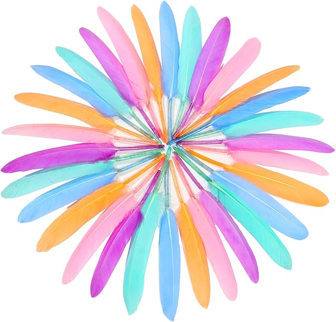 FeelfunFeather 120pcs Macaron Goose Cochettes Feather 4-6 inch 10-15cm Bulk - Image 3