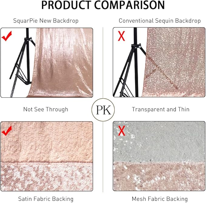 SquarePie Sequin Backdrop Non-Transparent Background Sparkly Curtain - Image 3