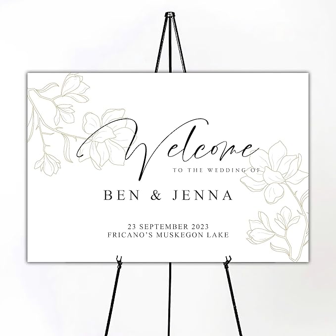 Personalized Wedding Welcome Sign Foliage Print Entrance Wedding Décor by Custom