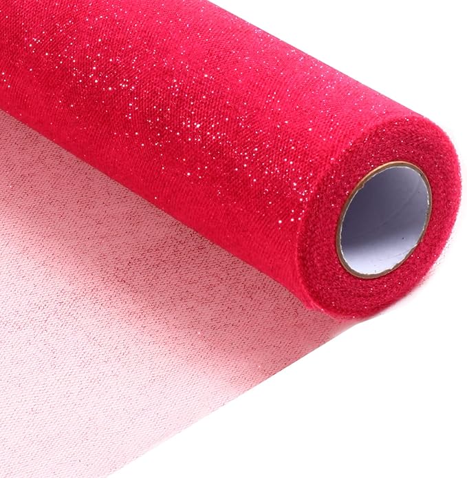 Sparkling Tulle Rolls, 15” by 30 Yards Glitter Tulle Spool Ribbon Fabric by ICOSHOW