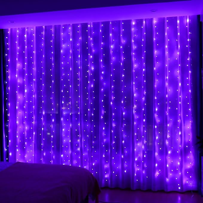 HXWEIYE 300LED Fairy Curtain Lights, 9.8x9.8Ft USB Plug-in 8 Modes Christmas by LightUpYourHomewHXWEIYE