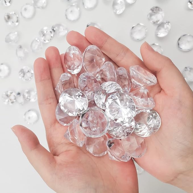 100Pcs Clear Acrylic Diamonds 1 Inch Wedding Table Scatters Gemstones Confetti - Image 5
