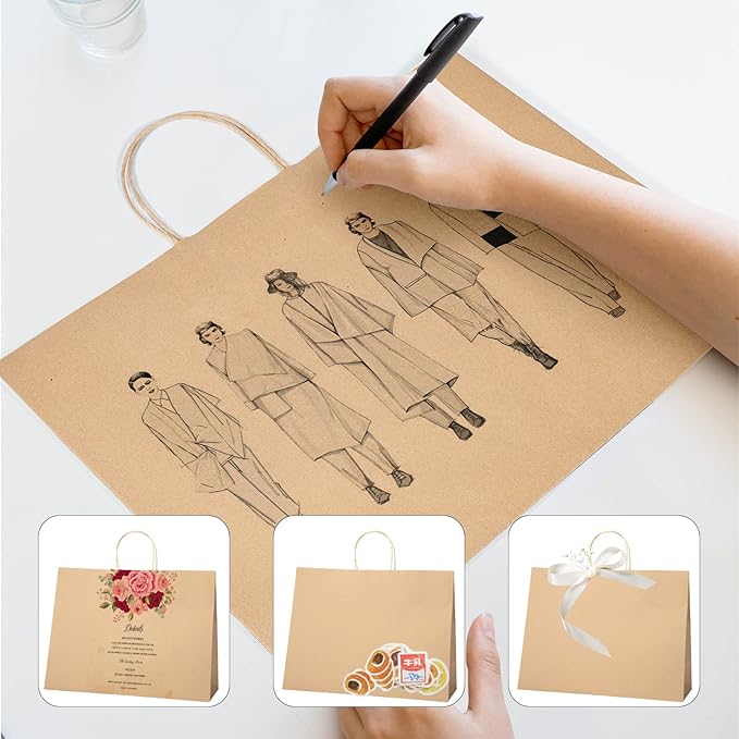 METRONIC Large Paper Bags With Handles 16x6x12 100pc, Shopping Gift Bags Bulk - Image 4