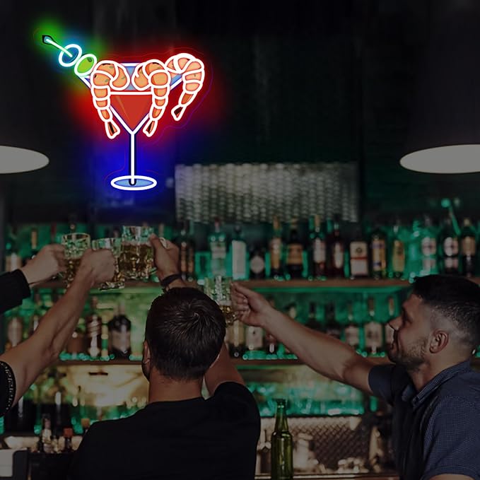 Shrimp Martini Wine Neon Sign, Martini LED Light, Home Party Wall Art, Cocktail - Image 7