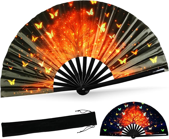 SYNTECSO Folding Hand Fan for Rave, Popping Fan for Line Dancing, Drag Queen by SYNTECSO