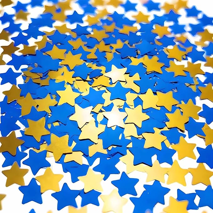 Yellow Blue Metallic Foil Star Confetti 0.78inch/2cm 8000Pcs Table Confetti by Unknown