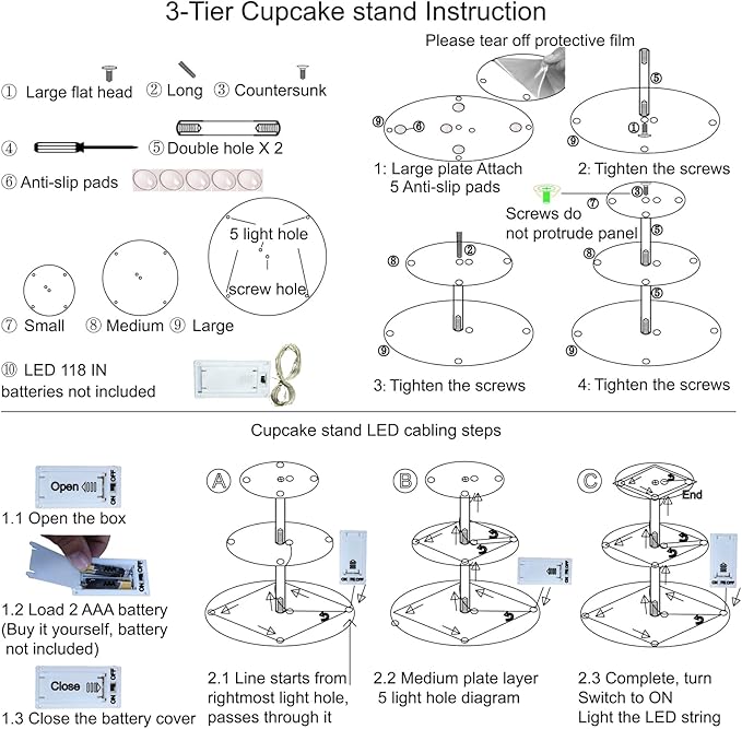 3 Tier Round Cupcake Stand Cupcake Holder, Acrylic Cupcake Tower - Image 6
