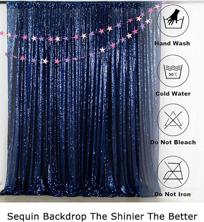 ShiDianYi 4FTX6FT-Navy Blue-Sequin Photo Backdrop, Wedding Photo Booth - Image 6