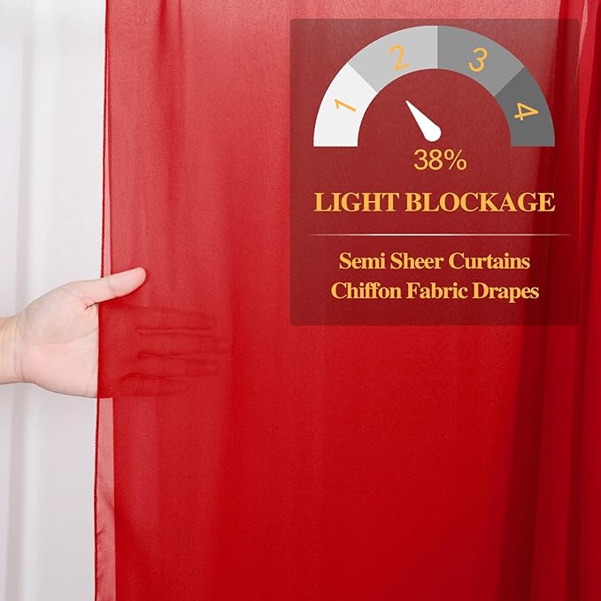 DUOBAO Red Chiffon Backdrop Curtain 5FTx8FT Polyester Curtains - Image 5
