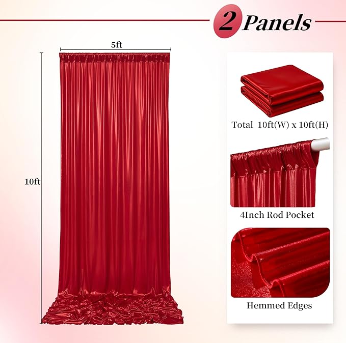10ftx10ft Red Sequin Backdrop Curtain - Image 5