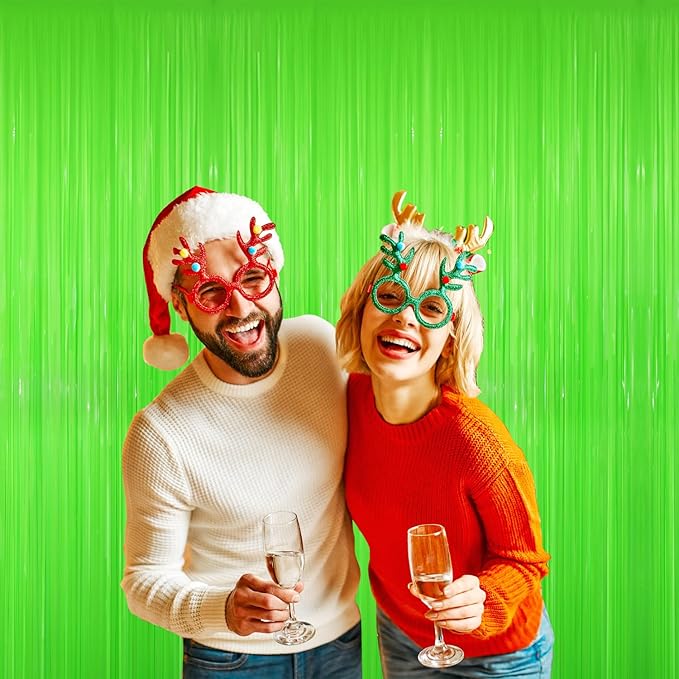 GOER 3.2 ft x 8.2 ft Metallic Tinsel Foil Fringe Curtains Party Photo Backdrop - Image 3