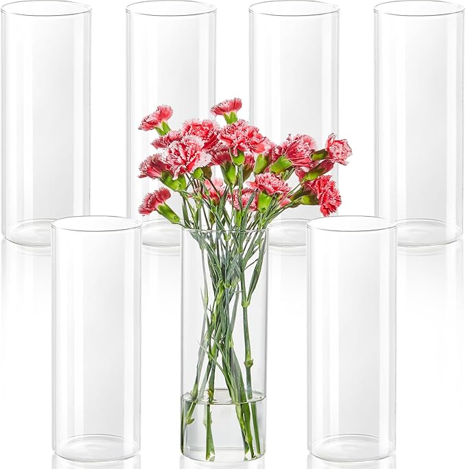 7pcs Glass Cylinder Vases for Centerpieces by Unknown