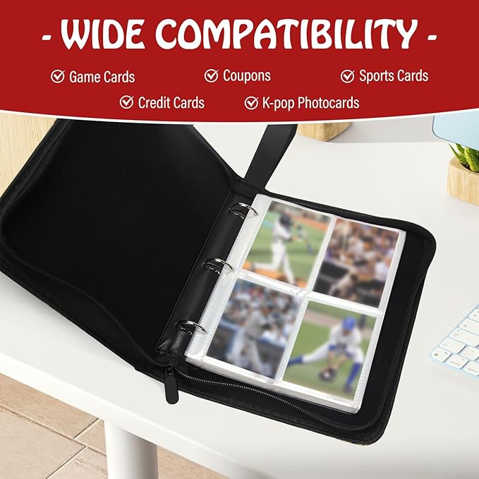 Baseball Card Binder, Trading Card Binder 4 Pocket, 400 Pockets Card Holder - Image 5