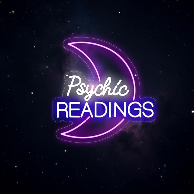 Psychic Moon Tarot Cards Neon Sign, Psychic Reading Led Light, Moon Star Shop by Mingxigo