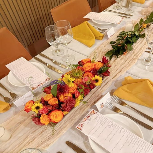 10 Pack Champagne Cheesecloth Table Runner 35x120 Inches, Fall Thanksgiving - Image 2