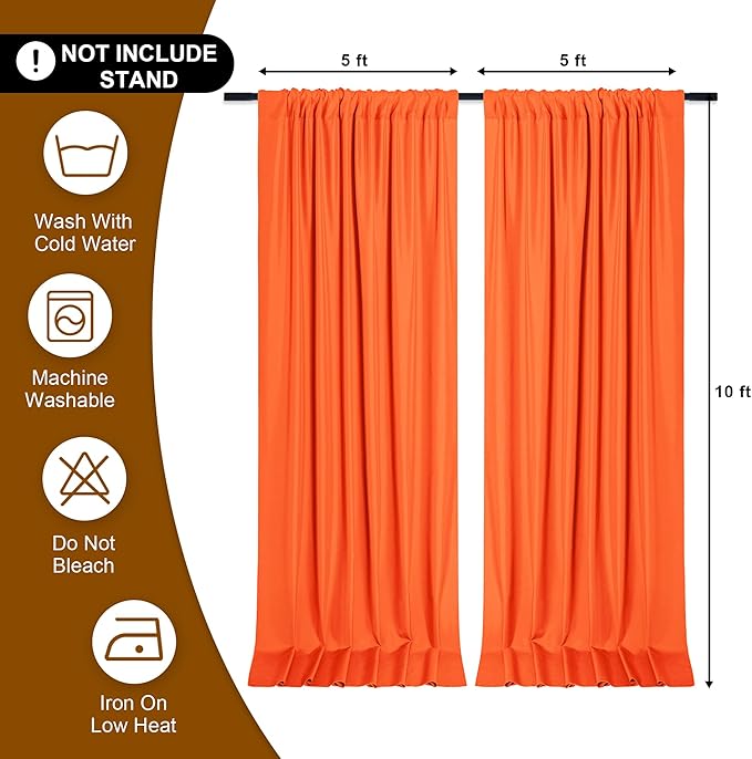 DWCN 10x8 FT Orange Backdrop Curtains - Image 2