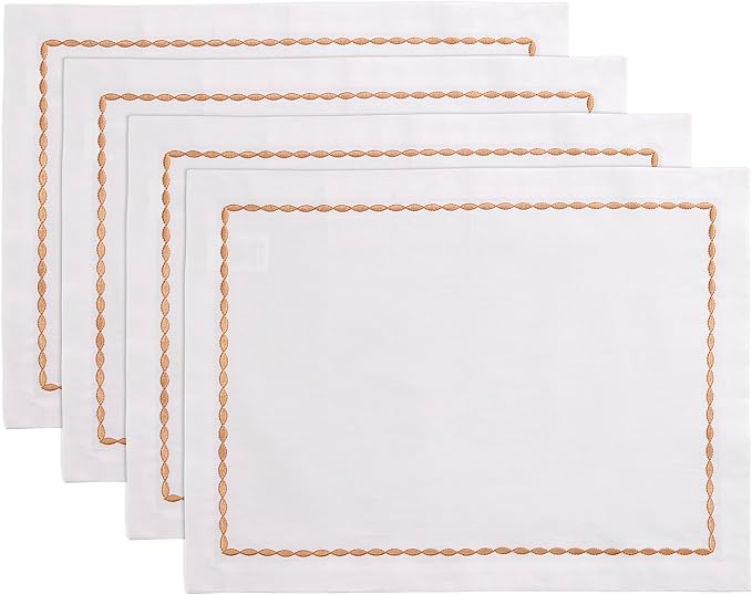 Cotton Linen White Placemats 14 x 19 Inch – Spring, Summer Placemats Set of 4 – by HomeEkaa