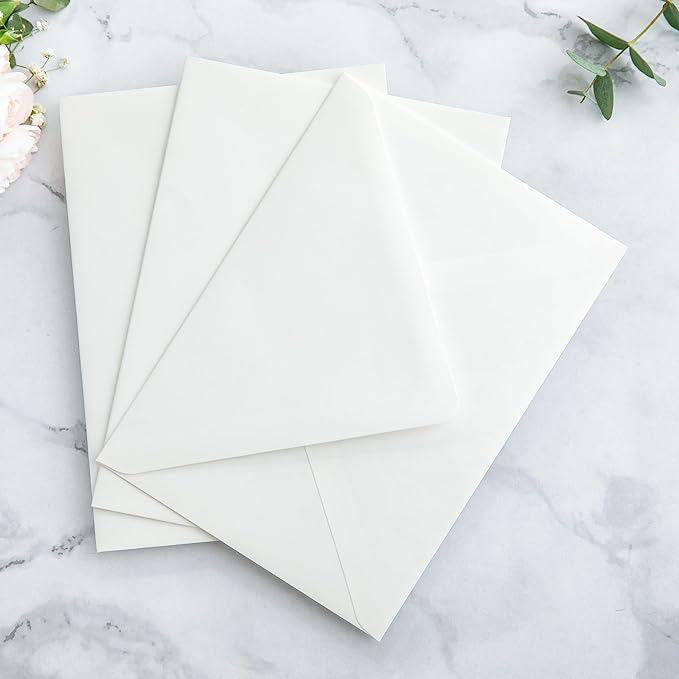 PONATIA 50PCS A7 Euro Flap Ivory Envelope, 5.25 x 7.25'' Boho Flowers Liner - Image 7