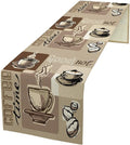 Coffee Table Runner, Vintage Style Coffee Cup Bean Abstract Theme Pattern Print by Kurtect