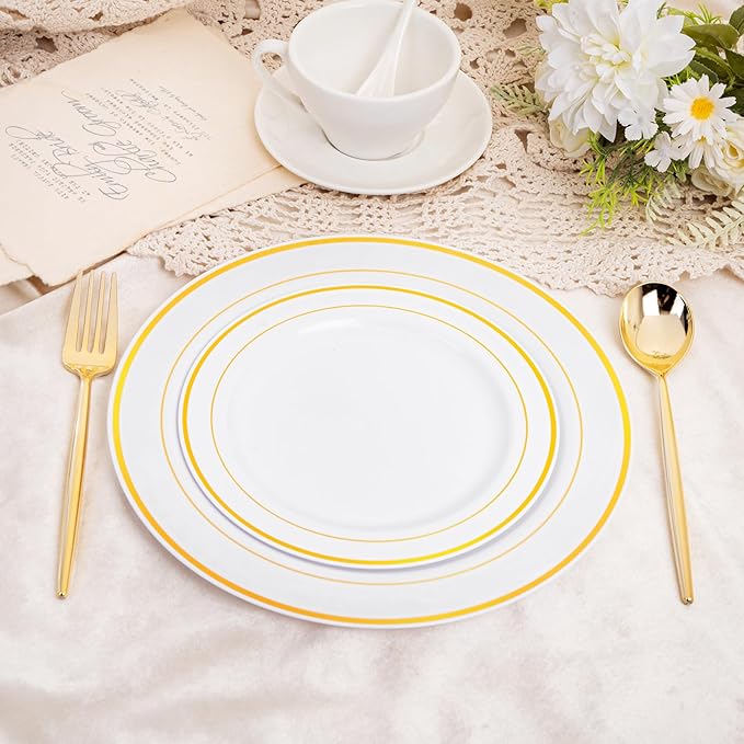 SUT 100PCS Gold Plastic Forks and Spoons Heavy Duty Set, Plastic Flatware - Image 5