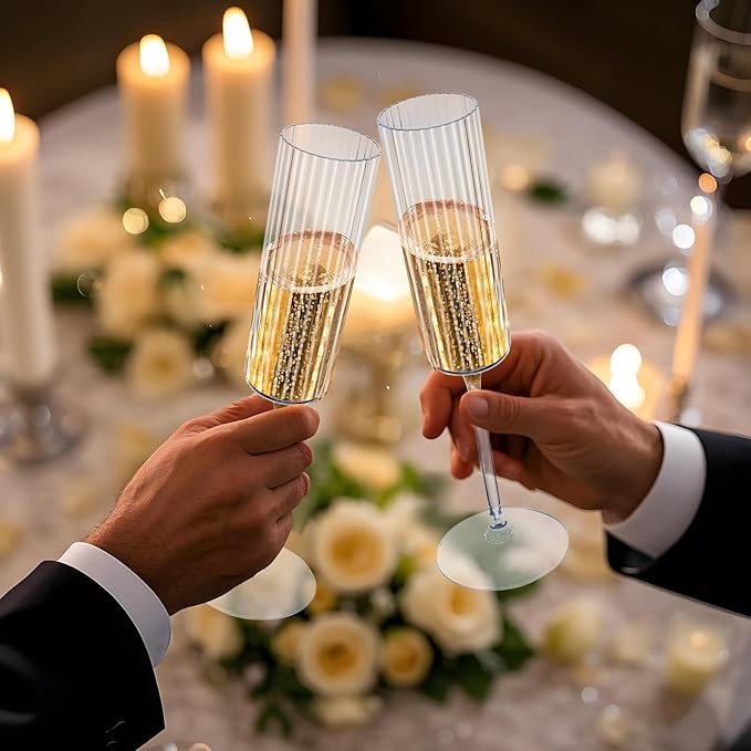 Ciaell 24 Pack Plastic Champagne Flutes - 6oz Ribbed Disposable Champagne - Image 6