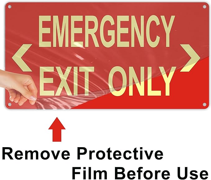 Photoluminescent Emergency Exit Sign Red, Glow In The Dark Aluminum Exit Sign - Image 8