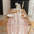 Romantic Artificial Floral Table Runner 10ft Gauze Tulle Lace Table Runner Set by Gzcvba