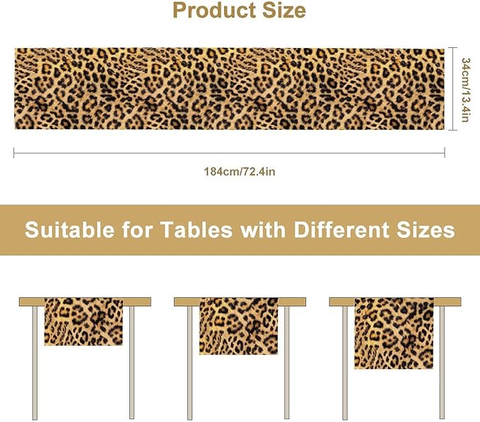 Leopard Print Dinning Table Runner, Cotton Linen Rustic Cottage Country Farm - Image 2